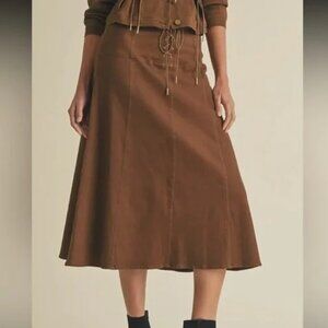 NWT E B Luxe Los Angeles Corset Tie front | Jean stretch midi Skirt Sz M